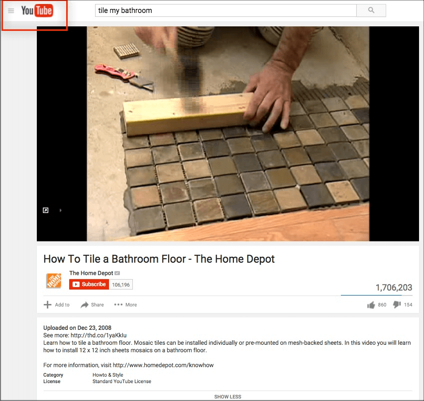 YouTube Tile Bathroom Channel Example