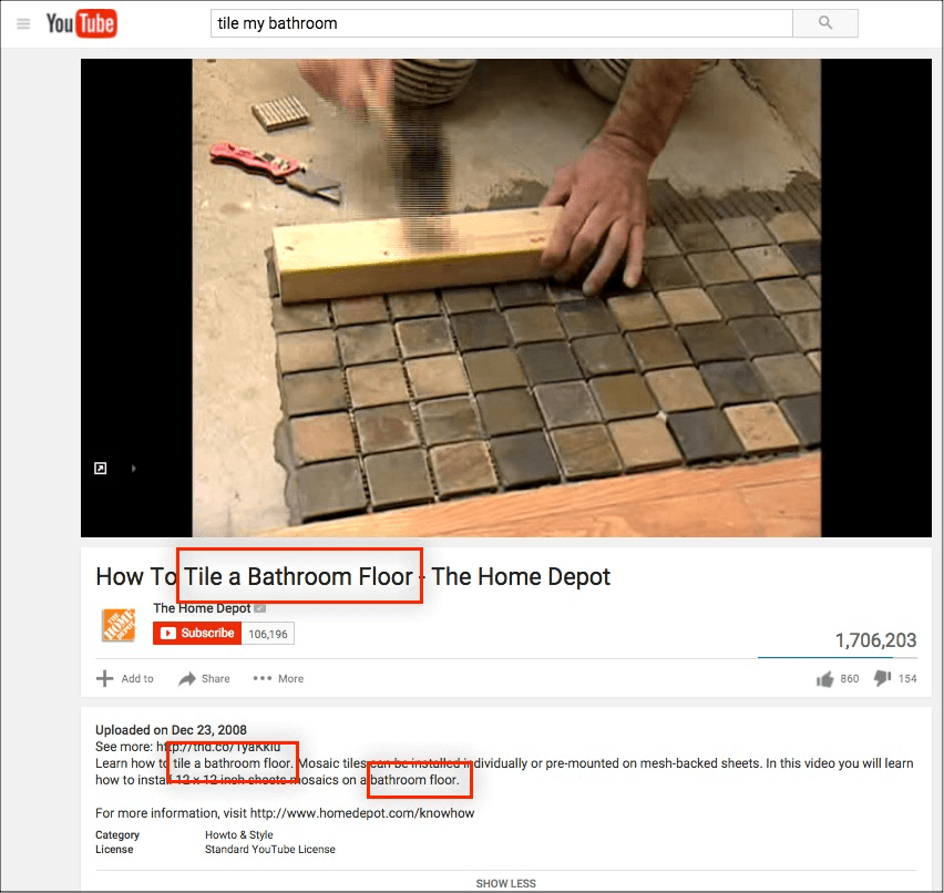 YouTube Tile Bathroom Optimization Example