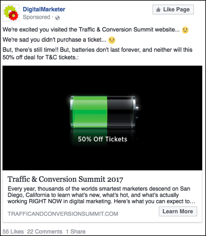 Traffic & Conversion Facebook ad three weeks before price increase