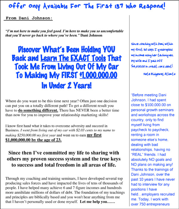Julie Boswell's direct mail example