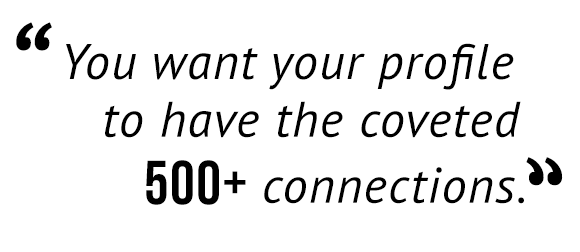 "You want your profile to have the coveted 500+ connections."