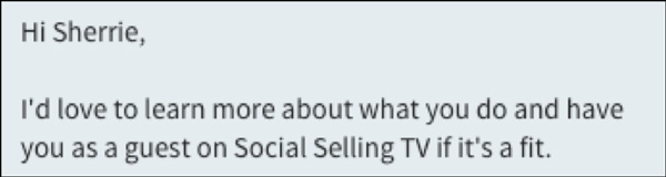 Example of a personalized LinkedIn message