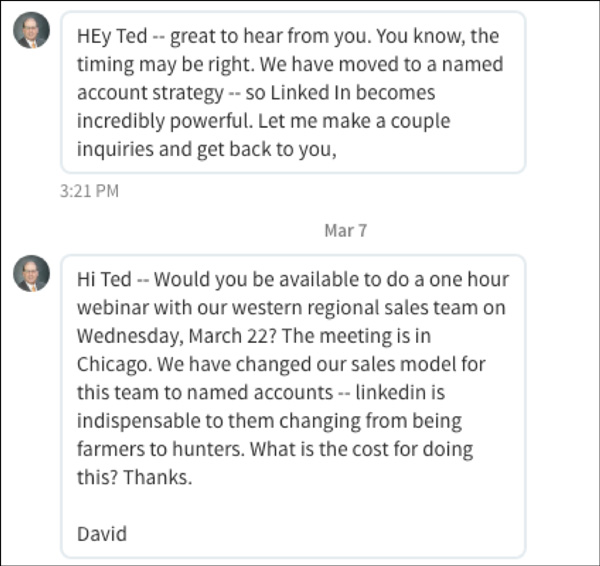 LinkedIn conversation