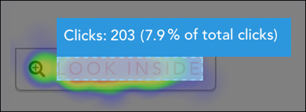"Look Inside" ghost button CTA heatmap