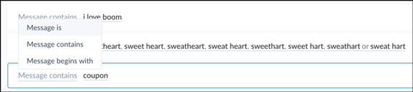 Change the targeting to “Message contains” your keyword.