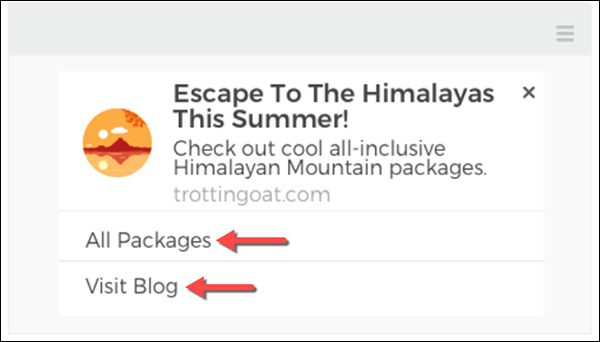 A web push notification with a CTA