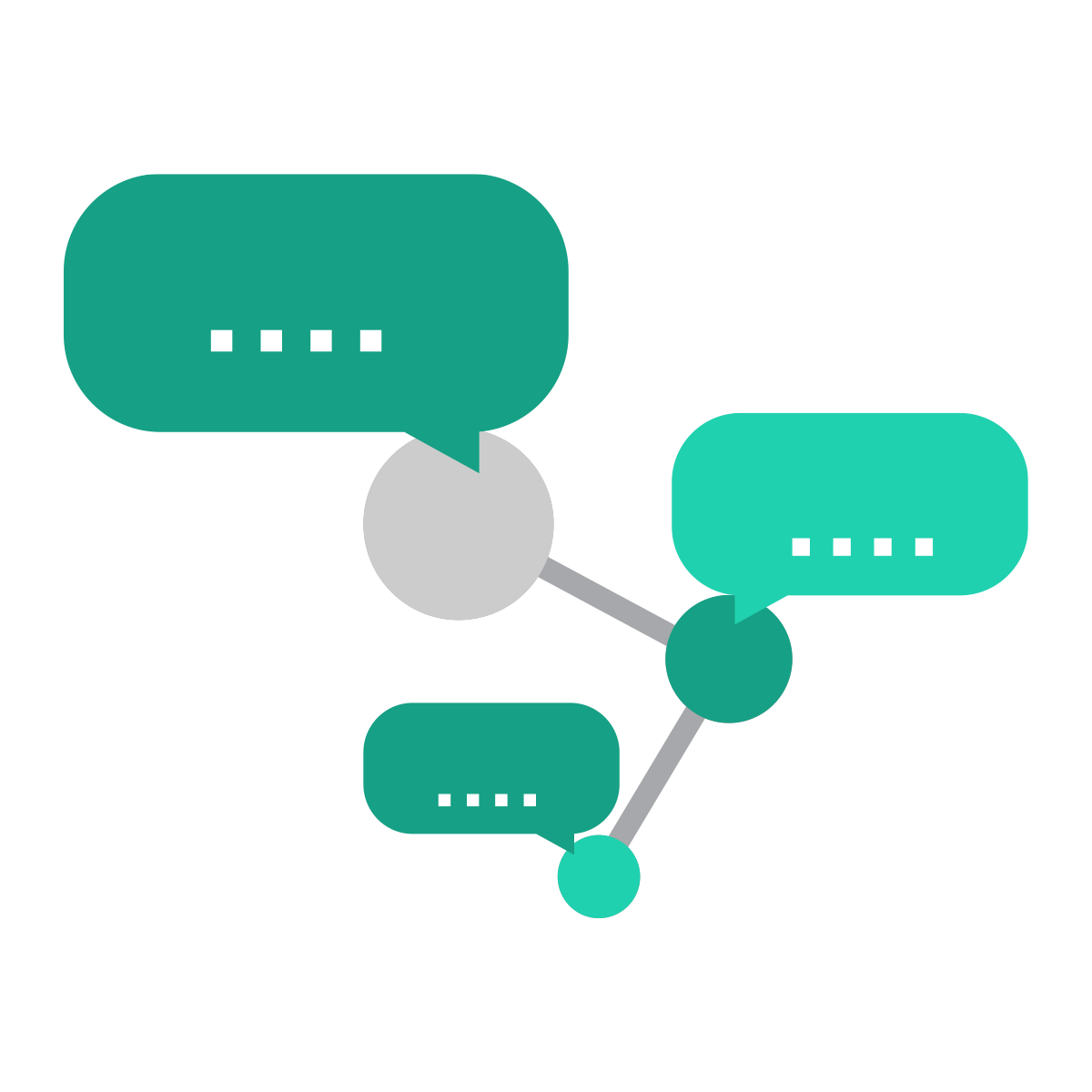 Connected thought bubbles