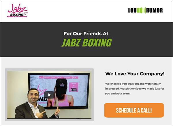 A custom landing page for Jabz Boxing by Loud Rumor