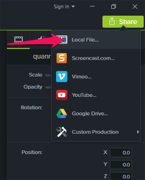 Producing your video in Camtasia