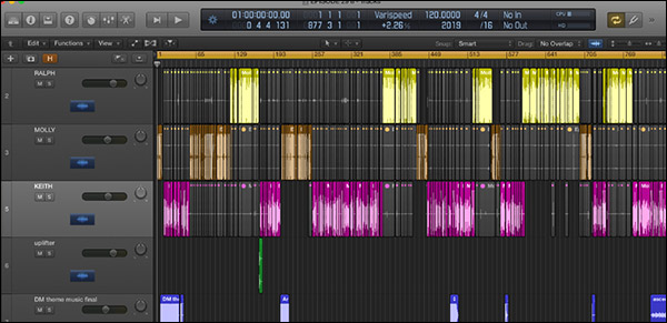 What editing an episode of the Perpetual Traffic podcast looks like in Logic Pro