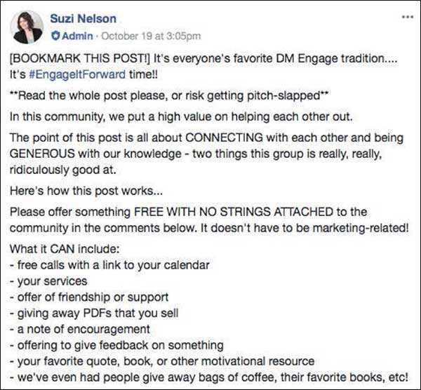Engage it forward post