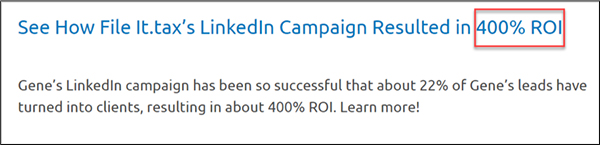 Case study about how It.tax's LinkedIn Campaign Resulted in 400% ROI