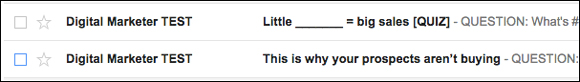 The two email subject lines we split tested