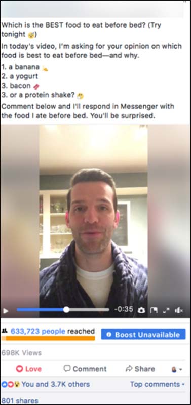 Comment to Messenger Facebook ad example