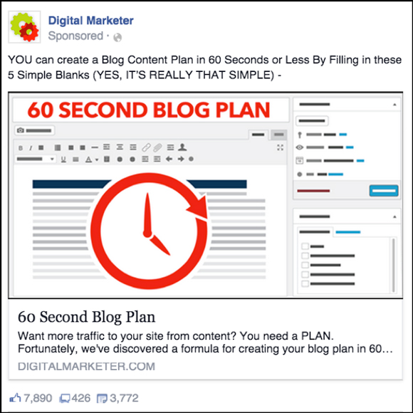 60-Second Blog Plan Facebook ad