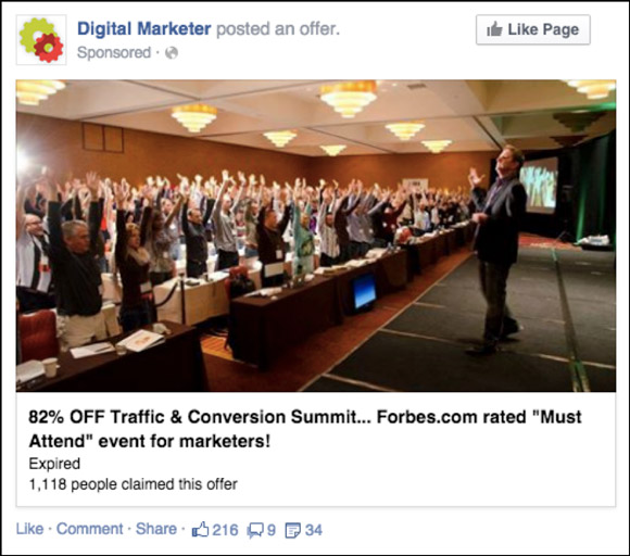 Facebook Offer Ad to High-Ticket Event
