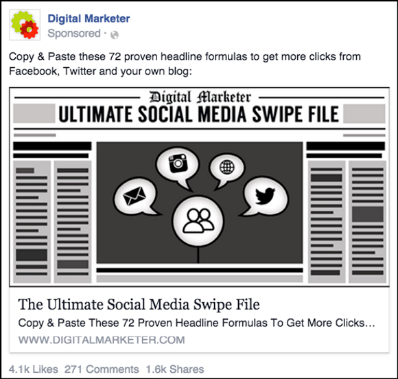 Ultimate Social Media Swipe File Facebook ad from 2015