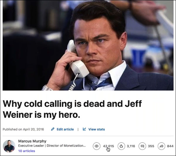 Marcus' article on cold calling