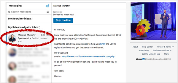 showing what sponsored LinkedIn messages look like