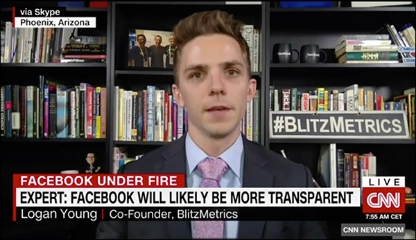 Logan Young live on CNN to discuss Cambridge Analytica and Zuckerberg's Congressional hearing