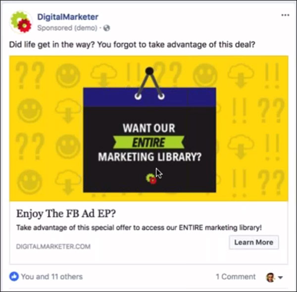 a DigitalMarketer facebook ad