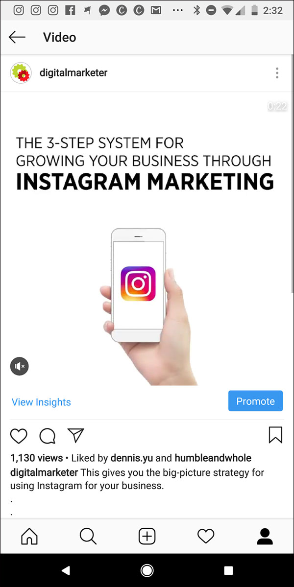An example of a tip video post on DigitalMarketer's Instagram