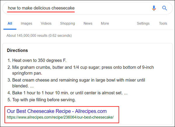 Featured snippet for one keyword may not be the same as a similar keyword