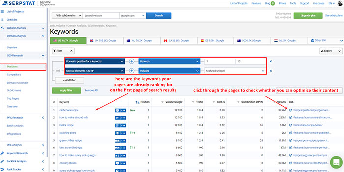 Showing how to research for opportunities for becoming the featured snippet