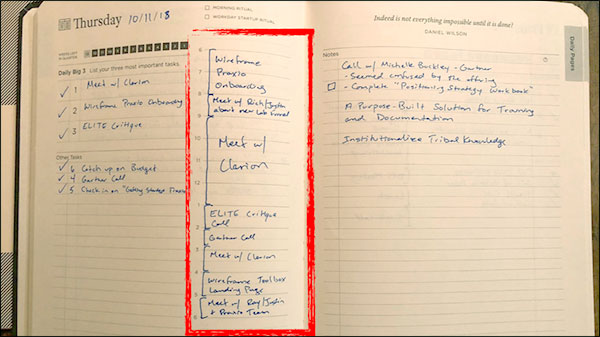 Picture of Ryan's written journal