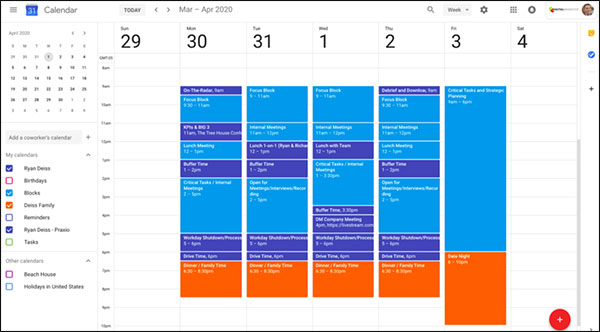 Ryan's complete schedule