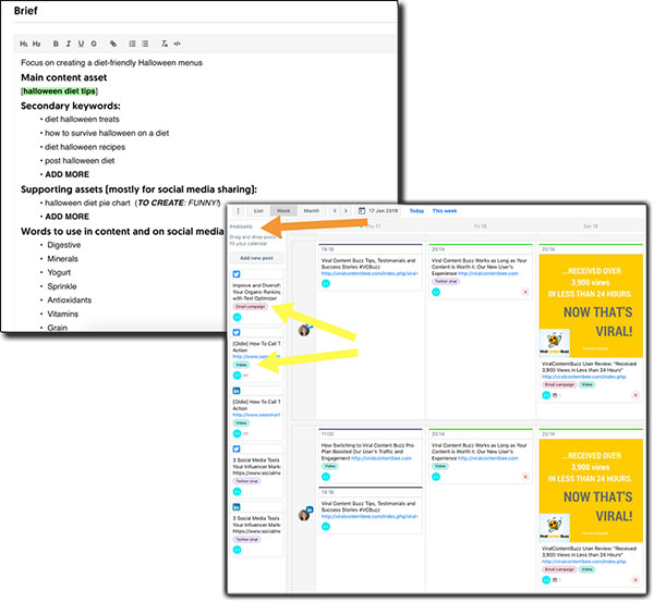Showing the cooperative content marketing options from ContentCal