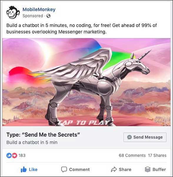 showing ad with click to Messenger option