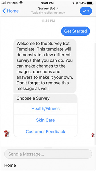 Example of a Facebook Messenger campaign