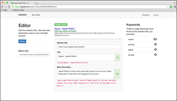 Slerpee SEO tool