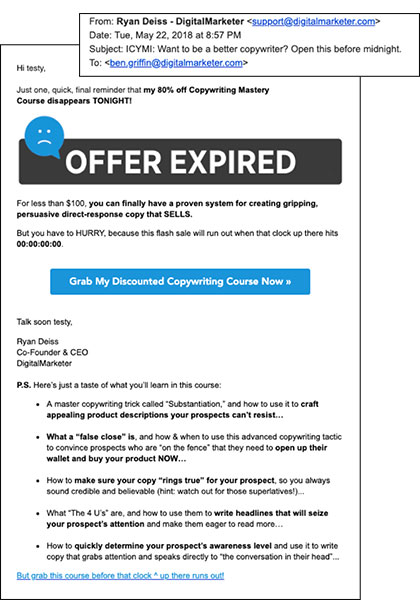 A DM email with killer copywriting