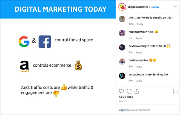 DigitalMarketer Instagram Post with emojis that performed really well