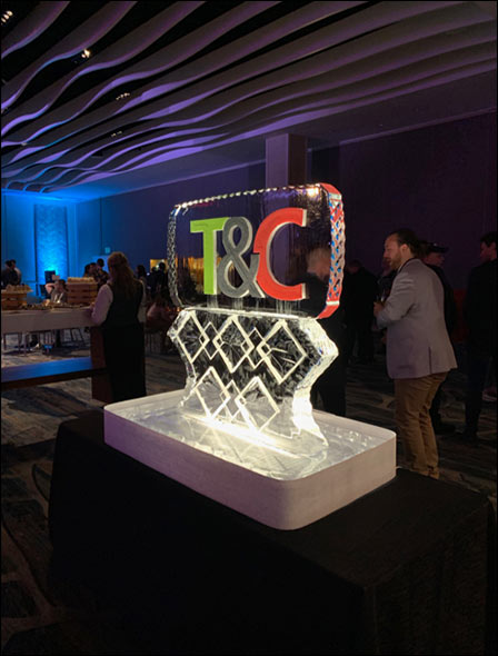 photo of a "Traffic and Conversion" logo on a sculpture present at their marketing conference 