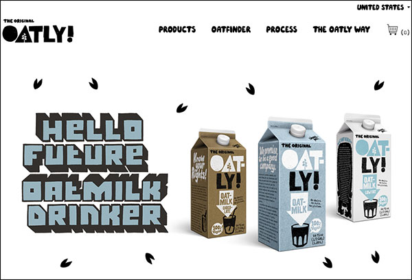 Oatly's above the fold content on their landing page