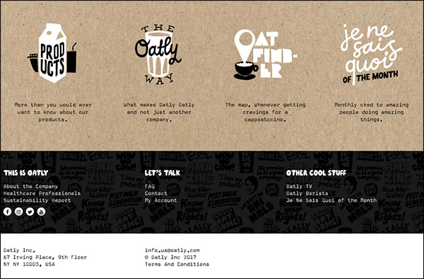 Oatly's below the fold on the landing page
