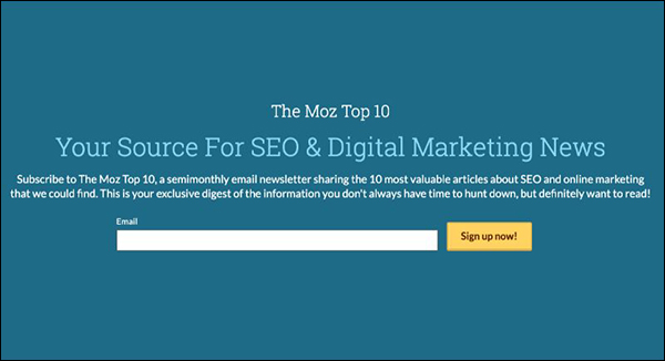 Moz email newsletter