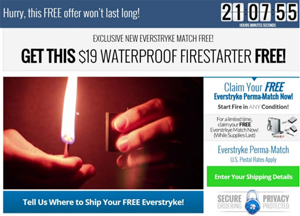 Ad example of waterproof firestarter