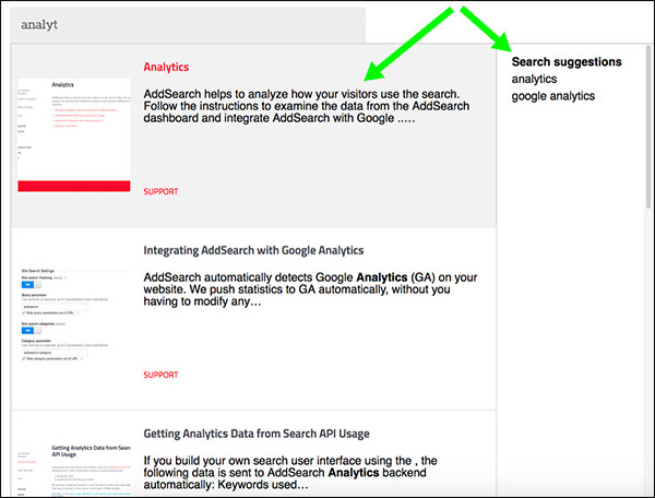 AddSearch for content optimization of on website search