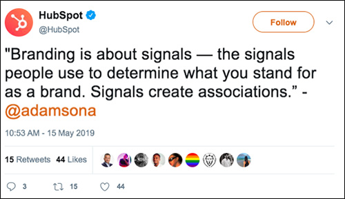 Tweet from HubSpot about branding 