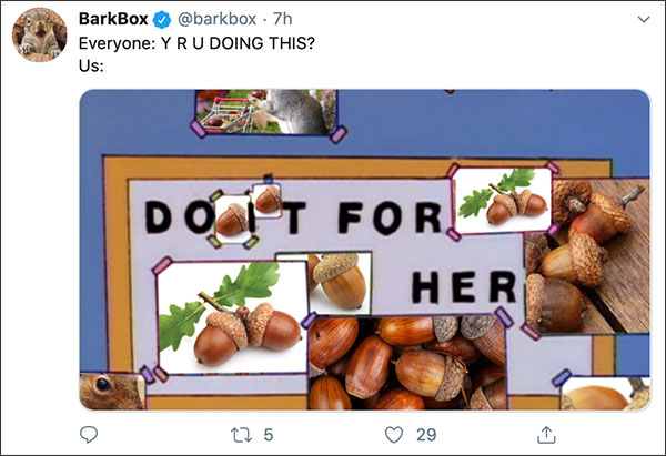 BarkBox's tweet asking for nuts