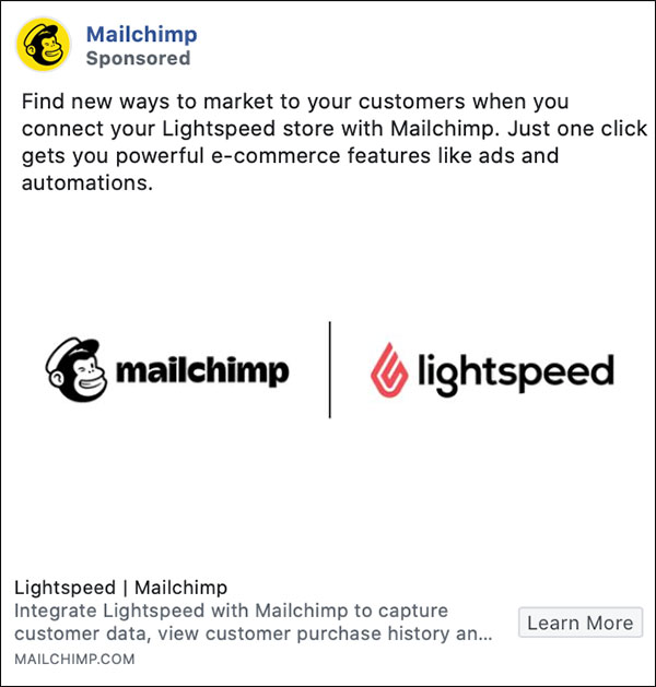 Mailchimp Facebook ad