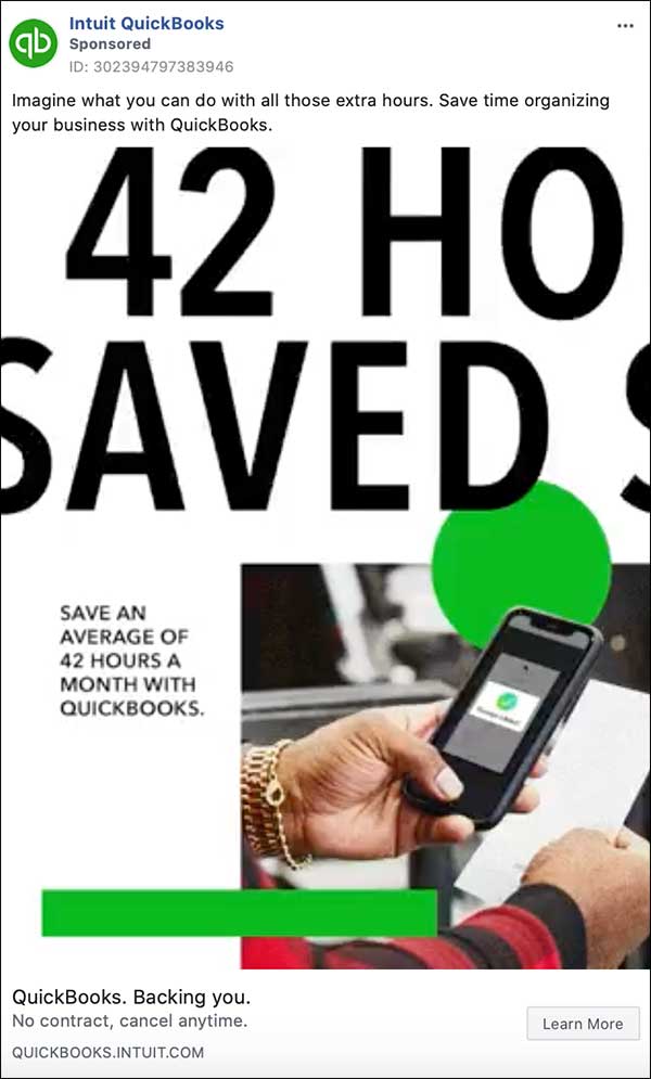 Quickbooks Facebook ad