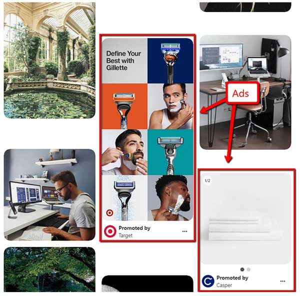 Examples of Pinterest ads