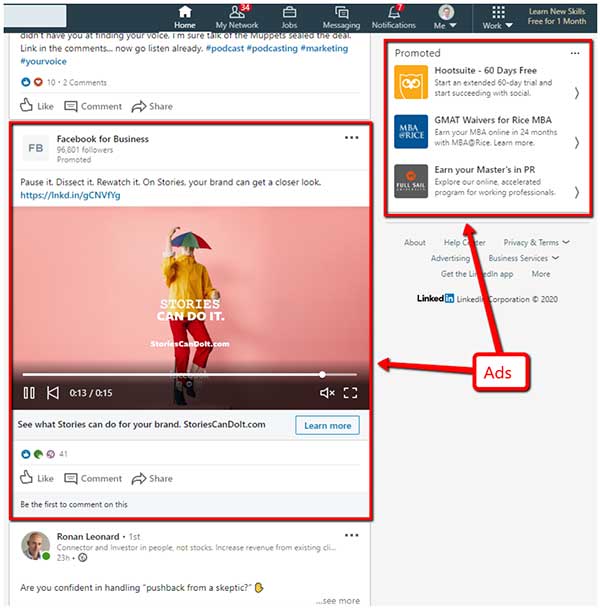 Example of LinkedIn ads