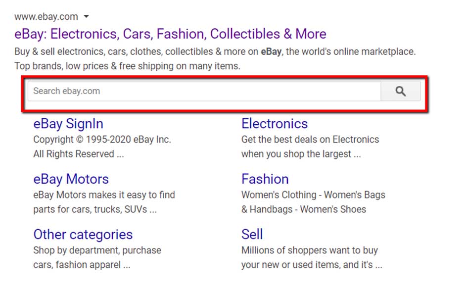 eBay search results