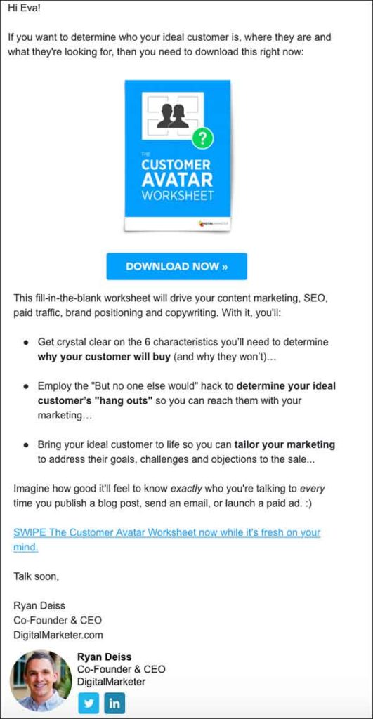 DigitalMarketer's email copy